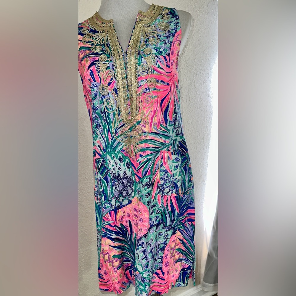Lily Pulitzer sleeveless shift dress pineapple 4